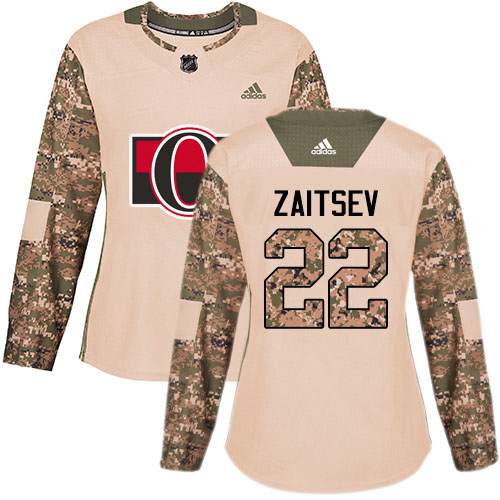 Adidas Senators #22 Nikita Zaitsev Camo Authentic 2017 Veterans Day Women's Stitched NHL Jersey